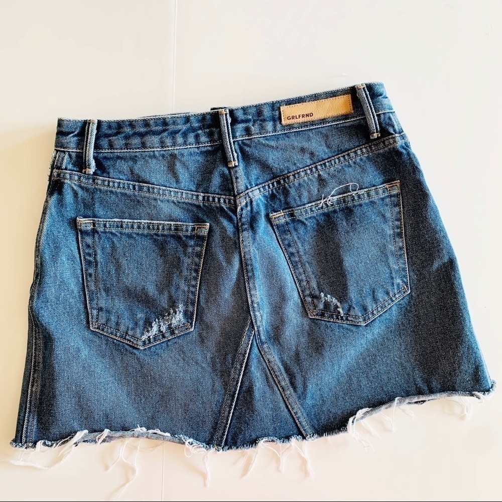 Grlfrnd Raw Hem Denim Mini Skirt Size 26 - Picture 3 of 4